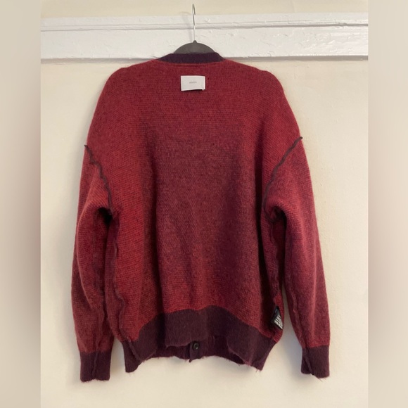 STEIN Burgundy Gradient Mohair Cardigan Purple Red Soft Oversized Sweater Medium - Picture 9 of 16